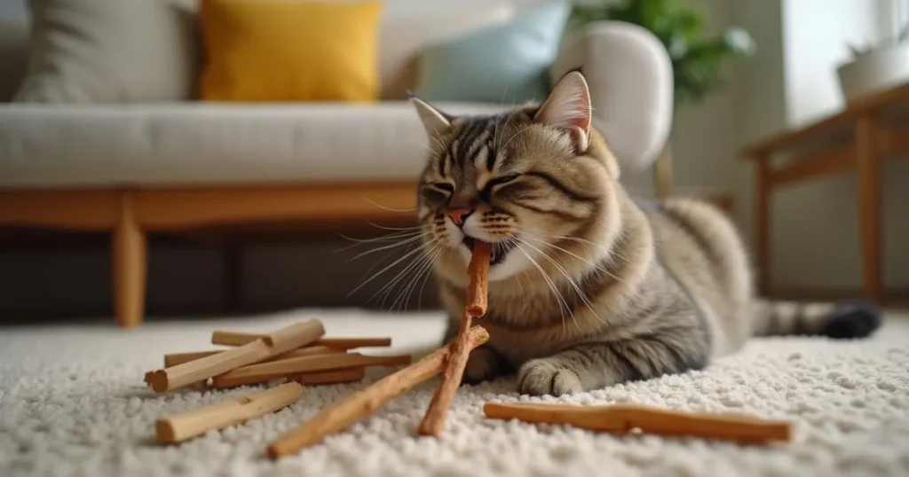 Do Cats Swallow Silvervine Chew Sticks?