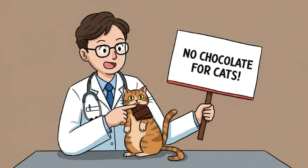 Veterinarian warning about chocolate toxicity for cats.